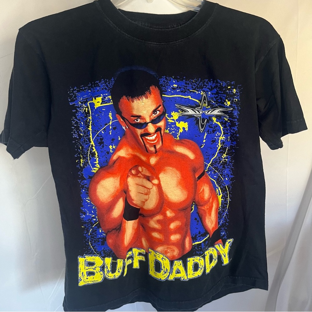 Vintage 90s WCW‎ Buff Daddy Bagwell Nitro Wrestling T-Shirt Black Size Medium